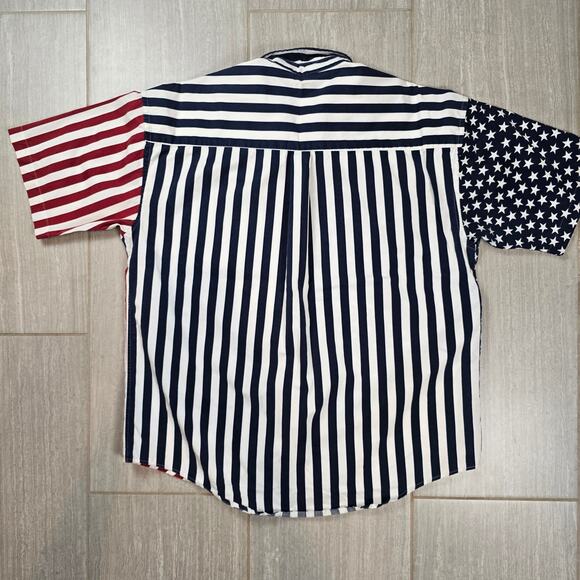 Vintage Structure Short Sleeve Button Up XL USA Flag Pattern XLarge - Picture 8 of 9